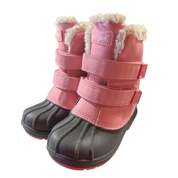 Cat & Jack Pink & Gray Winter Snow Boots For Kids Size 10 - Picture 1 of 7